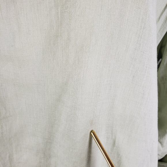 B. HADIKUSUMO Green 100%Linen Shark Bite Hem Roll Tab Sleeve Top Size XL - Picture 10 of 12